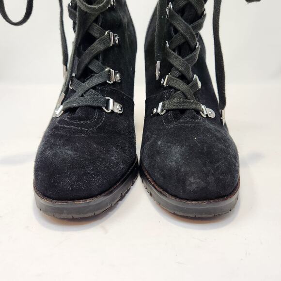 Sam Edelman Womens Carolena Black Suede Biker Lace Up Boots Booties Size 8.5 M - Picture 3 of 9